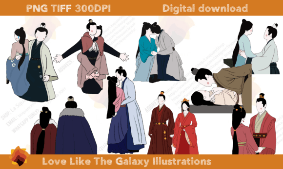10 Charming Chinese Couple Illustrations for Creative Projects