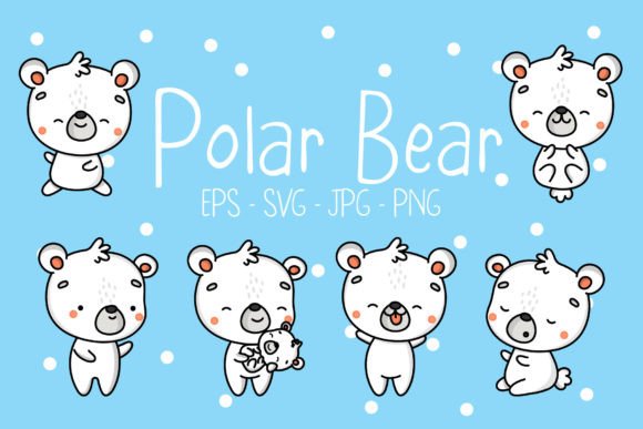 Charming Polar Bear Illustrations: A Versatile Design Asset