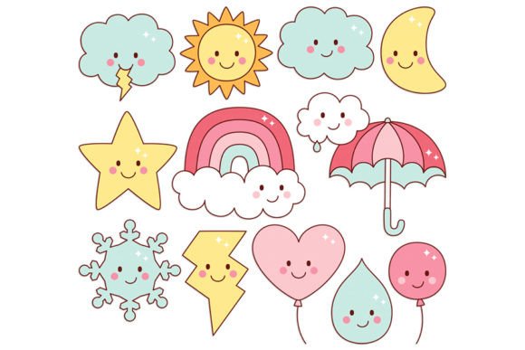 Cheeky Sky Digital Clipart: A Playful Design Asset Pack