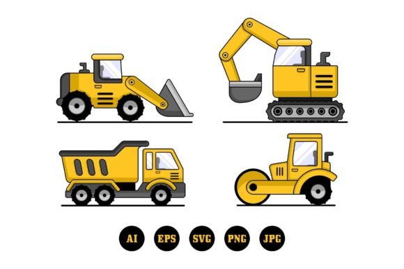 Constructions Trucks Illustrations: A Complete Asset Pack for Designers