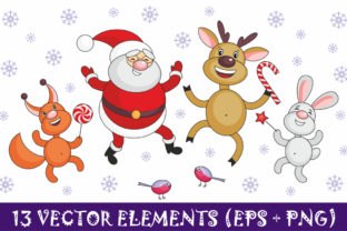 Santa Claus and Cheerful Animals: Holiday Illustrations for Creators