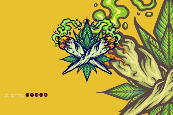 Smoking Weed Joint Leaf Illustrations for Bold Designs