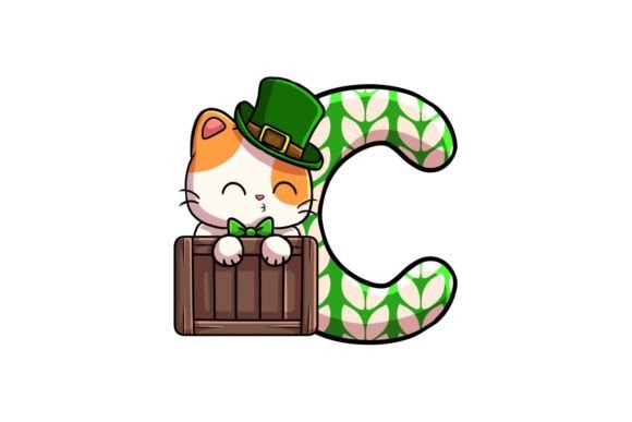 St Patrick Cat Alphabet C: A Festive & Playful Design Asset