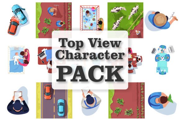 Top View Character Svg Illustrations Set: A Designer's Toolkit