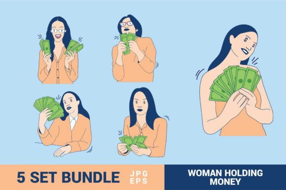 Woman Holding Money Illustrations Bundle: A Practical Visual Asset